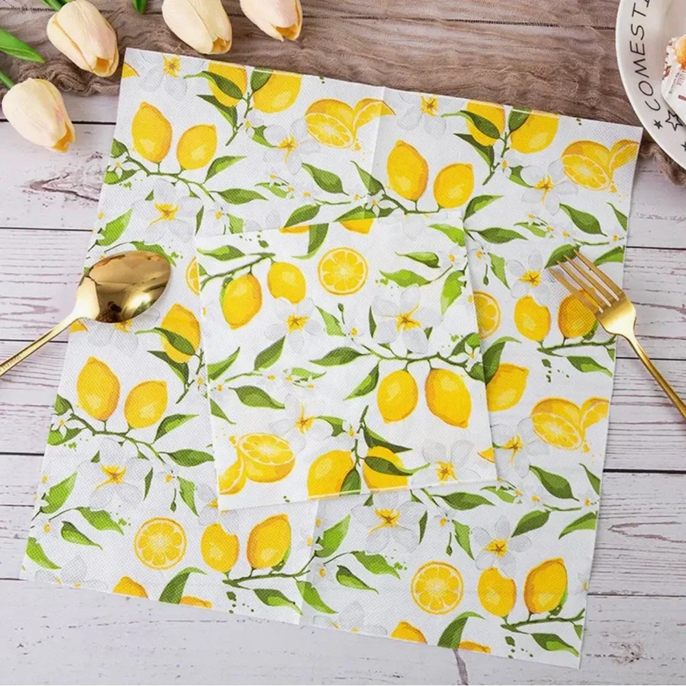 Panalisa Lemon Print Luncheon Paper Napkins, 20 ct